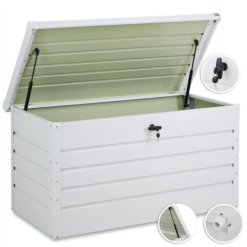Gardebruk Aufbewahrungsbox 360L Auflagenbox Metall Garten abschließbar Kissenbox Gerätebox Gartentruhe Gasdruckfeder