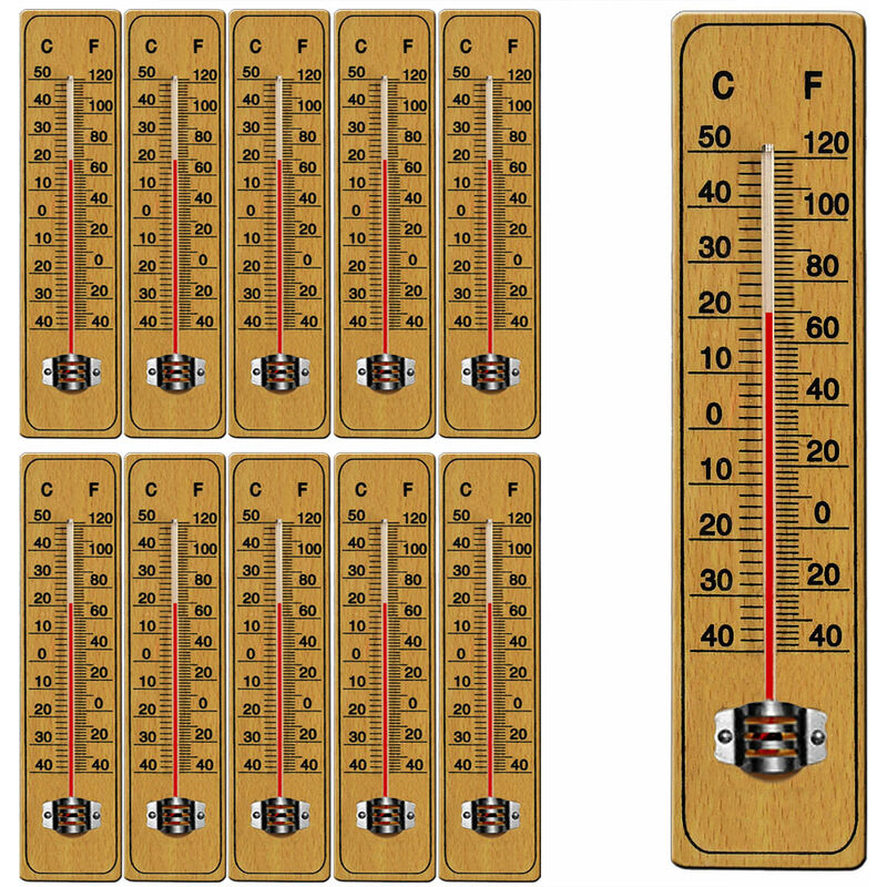 DEUBA® 10x Garten Thermometer mit Celsius Fahrenheit Skala Haushalt Analog  Außenthermometer Aufhängung Wetterstation Holz