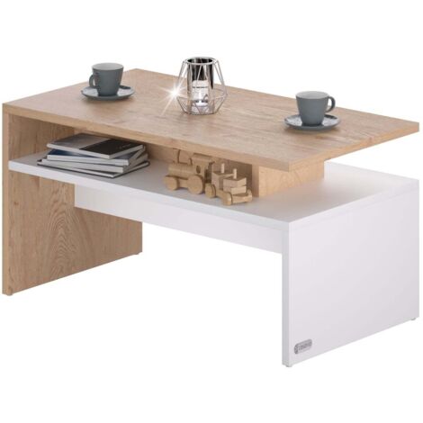 CASARIA® Couchtisch mit Ablage Stauraum 95x55x50cm Kratzfest Holz Modern Groß Wohnzimmer Sofa Couch Tisch Beistelltisch weiß sonoma eiche