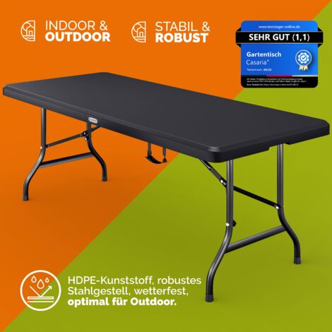 CASARIA® Gartentisch 180x75cm Klappbar Wetterfest Tragbar Kunststoff 8 Personen Garten Terrasse Camping Balkontisch Klapptisch Buffettisch Anthrazit