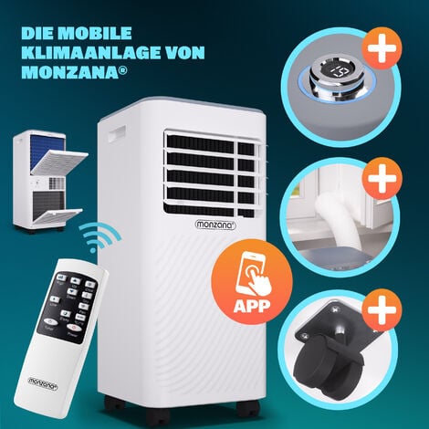 MONZANA® lokale Mobile Klimaanlage 3in1 24h Timer Fernbedienung  Luftentfeuchter Abluftschlauch Rollladenkit Klimagerät Luftkühler 9000BTU