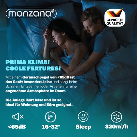 MONZANA® lokale Mobile Klimaanlage 3in1 24h Timer Fernbedienung  Luftentfeuchter Abluftschlauch Rollladenkit Klimagerät Luftkühler 9000BTU
