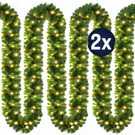 Casaria Weihnachtsgirlande LED Beleuchtet Innen & Außen IP44 Weihnachten Deko Weihnachtsdeko Girlande Tannengirlande Kunstgirlande 2x 5m 100LEDs