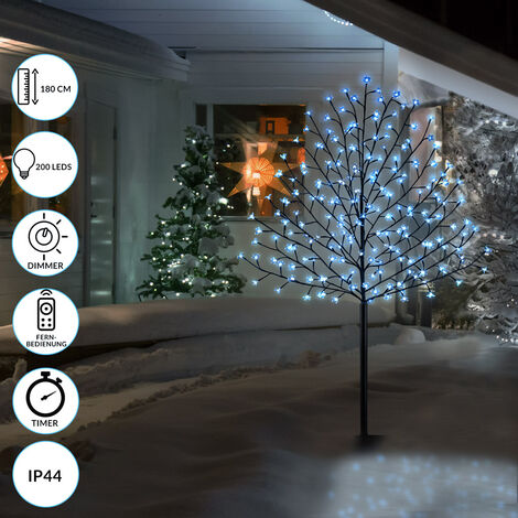 Birkebaum 1,8m LED Lichterbaum wasserdicht Leuchtbaum Außen Innen Timer 48  LED's