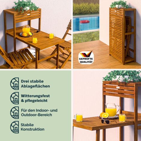 CASARIA® Balkonmöbel Set 2 Personen Wetterfest Klappbar Holz FSC®-zertifiziert 160kg Belastbarkeit Garten Balkon Terrasse Möbel 3-teilig Gartenmöbel