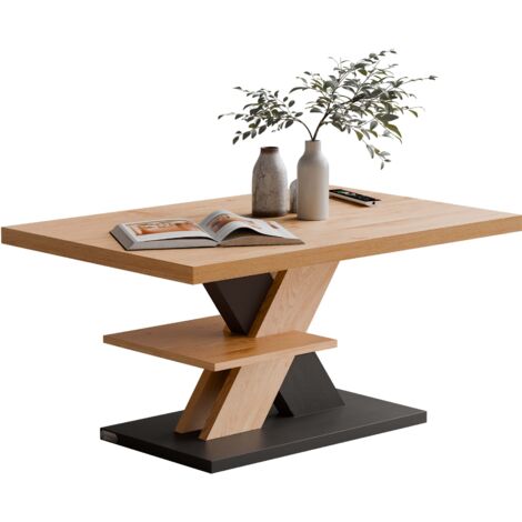 CASARIA® Couchtisch Detroit 90x60x45cm 2 Ablagen Holz 50kg Belastbar Kratzfest Modern Wohnzimmertisch Beistelltisch  holz grau