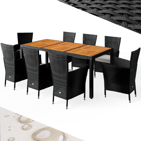 CASARIA® Gartenmöbel Set Holz Polyrattan 8 Gartenstühle Stapelbar
