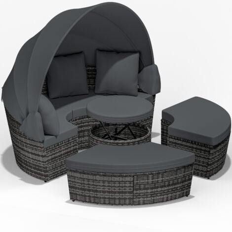 CASARIA® Sonnenliege Sonneninsel Wetterfest mit Teleskoptisch 185cm 2