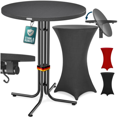 CASARIA® Stehtisch klappbar mit Husse 80x110cm Rund Hoch Stabil Metall Pulverbeschichtet Hochtisch Bistrotisch Partytisch Tisch grau, Husse grau