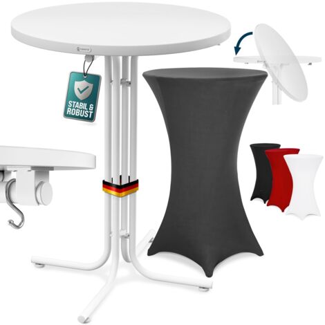 CASARIA® Stehtisch Klappbar mit Husse 70x110cm Rund Hoch Stabil Metall Pulverbeschichtet Hochtisch Bistrotisch Partytisch Weiß  Grau