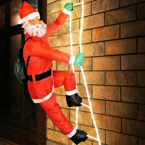 MONZANA® LED Weihnachtsmann Leiter XXL Santa In-/Outdoor Timer für 240cm 8 Leuchtfunktionen dimmbar