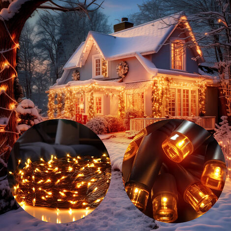 MONZANA® Lichterkette 48/ 100/ 160 LED Außen Timer 8 Leuchtmodi IP44 Dimmbar Wetterfest Batterie Innen Weihnachten Weihnachtslichterkette Beleuchtung 160 LEDs warmweiß