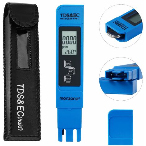 Digitale Wassertester mit LCD Anzeige + Batterie 3in1 - TDS - EC- Temp
