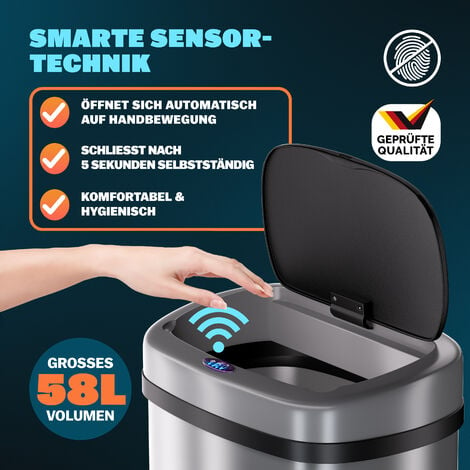 Monzana Sensor Abfalleimer 30L/40L/48L Automatischer Mülleimer LED Anzeige  Berührungslos Bewegungssensor Wasserdicht weiß - 30 Liter