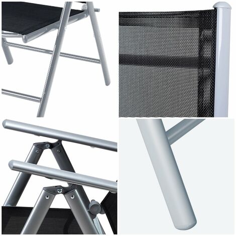 CASARIA® Gartenmöbel Set 8 Stühle mit Tisch 190x90cm Aluminium Sicherheitsglas Wetterfest Klappbar Modern Terrasse Balkon Möbel Sitzgruppe Garnitur Bern  silber