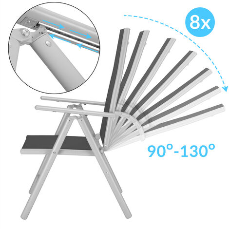 CASARIA® Gartenmöbel Set 8 Stühle mit Tisch 190x90cm Aluminium Sicherheitsglas Wetterfest Klappbar Modern Terrasse Balkon Möbel Sitzgruppe Garnitur Bern  silber
