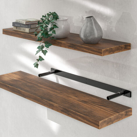 CASARIA® Wandregal Freischwebend inkl. Halterung MDF 15kg Tragkraft 3,8cm Stärke Wand Flur Board Regal Bücherregal Hängeregal Küchenregal  90cm Eiche dunkel