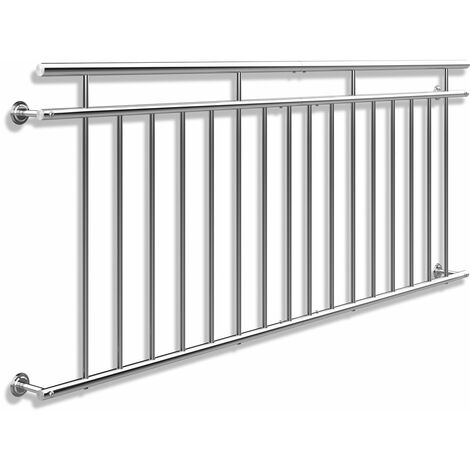 MONZANA Französischer Balkon Edelstahl Pflegeleicht Füllstäbe Balkongeländer Terrassengeländer Fensterschutz 225cm