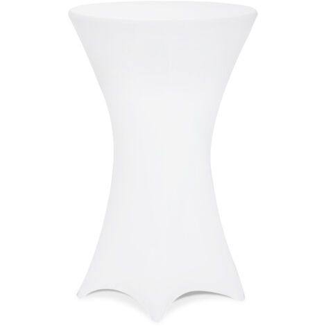 DETEX® Stehtisch Husse Ø60-65/70-75/80-85cm Farbwahl Stretch Stehtischhusse Tisch Überzug Bezug  Ø80 cm / weiß