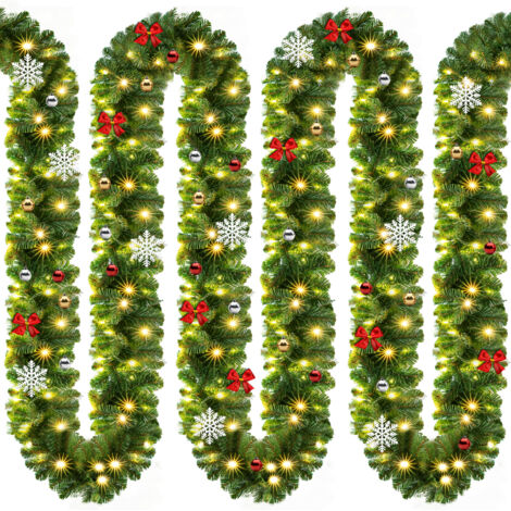 Casaria Weihnachtsgirlande LED Beleuchtet Innen & Außen IP44 Weihnachten Deko Weihnachtsdeko Girlande Tannengirlande Kunstgirlande 5m geschmückt 80 LEDs
