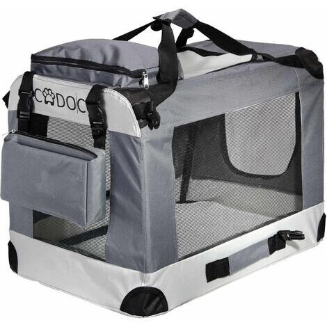 CADOCA® Hundetransportbox faltbar Katzentransportbox Transportbox Autobox Hundebox Box versch. Größen Farbwahl M - Grau