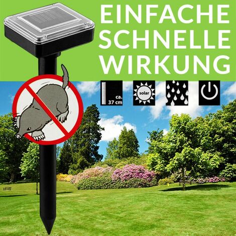 maulwurfschreck vibration 4er Set Solar Maulwurfschreck – Ton & Vibration, Ultraschall, 400 Hz, Akku  1,2V / 600 MAh, Wühlmausabwehr Tauben Schreck main image 0