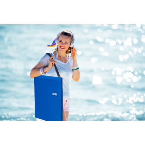 DETEX® Strandmatte mit Rückenlehne Gepolstert Blau Sonnenliege klappbar