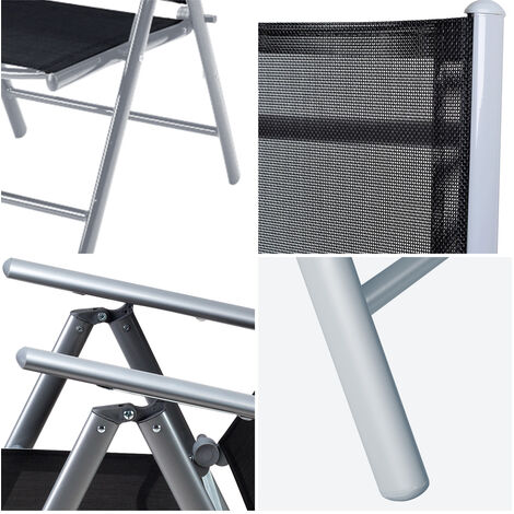 CASARIA® Gartenmöbel Set 8 Stühle mit Tisch 190x90cm Aluminium Sicherheitsglas Wetterfest Klappbar Modern Terrasse Balkon Möbel Sitzgruppe Garnitur Bern  silber