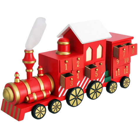 Spielwerk® Adventskalender zum Selbstbefüllen 24 Türchen Nachhaltig Wiederverwendbar Kinder Mädchen Jungen Weihnachtskalender DIY Holz Dekoration  Adventskalender Lokomotive