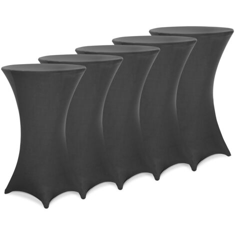 DETEX® Stehtisch Husse 5er Set Ø60-65/70-75/80-85cm Farbwahl Stretch Stehtischhusse Überzug 5er Set Ø60 cm / anthrazit