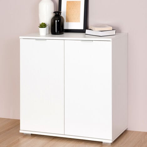 CASARIA® Kommode Alba Holz Modern höhenverstellbarer Einlegeboden Schlafzimmer Büro Flur Mehrzweckschrank Aktenschrank Schrank  DB111 - Weiß