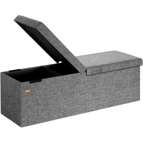 CASARIA® Sitzbank mit Stauraum Faltbar Gepolstert Deckel Schlafzimmer Wohnzimmer Flur Sitztruhe Truhenbank Polsterbank  XL - Dunkelgrau