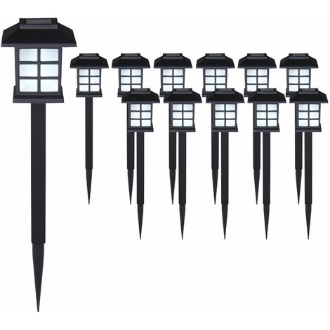 MONZANA® LED Solarlampe Außen Wetterfest IP44 Erdspieß Solar Garten Laterne Schwarz Solarleuchte Balkon 12er Set