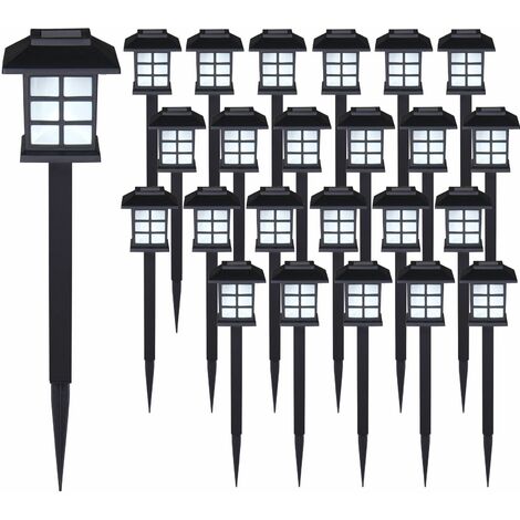 MONZANA® LED Solarlampe Außen Wetterfest IP44 Erdspieß Solar Garten Laterne Schwarz Solarleuchte Balkon  24er Set