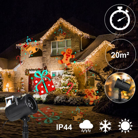 Monzana LED Projektor Sternenhimmel Außen Innen Weihnachtsdeko Projektorlampe Motive 72 Weihnachten Party Garten Beleuchtung Strahler Bunt