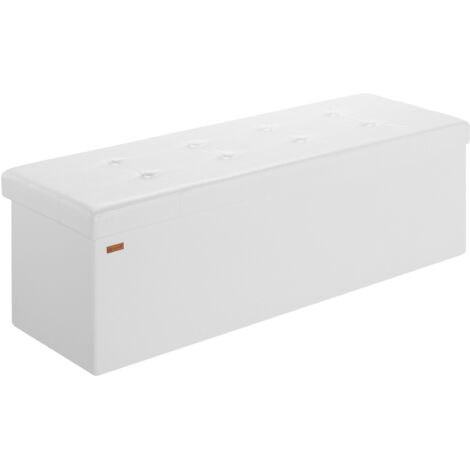 CASARIA® Sitzbank mit Stauraum Faltbar Gepolstert Deckel Schlafzimmer Wohnzimmer Flur Sitztruhe Truhenbank Polsterbank XL - Weiß