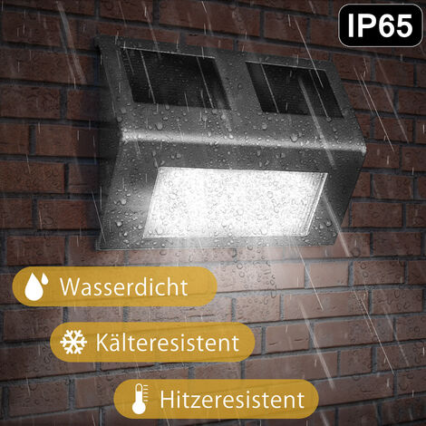 MONZANA® Solarlampe Außen 4er Set LED Wasserdicht IP65 Edelstahl Dämmerungssensor Außenleuchte Wandleuchte Solarleuchte Wand