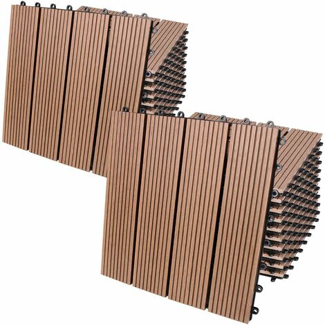 WPC Fliesen 1m²-6m² Terrassenfliesen Set Holzfliesen 30x30cm Balkon Pool Garten 22x Klassik terrakotta