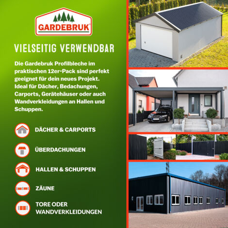 Warmfay Profilblech Set 12-tlg - Grasmuster Dachplatten Für Carport & Gartenhaus