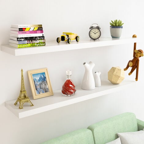 Casaria Wandregal Freischwebend inkl. Halterung MDF 15kg Tragkraft 3,8cm Stärke Wand Flur Board Regal Bücherregal Hängeregal Küchenregal  110cm weiß