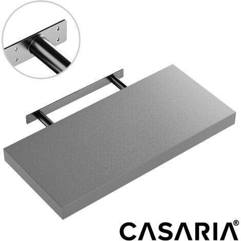 Casaria Wandregal Freischwebend inkl. Halterung MDF 15kg Tragkraft 3,8cm Stärke Wand Flur Board Regal Bücherregal Hängeregal Küchenregal  50cm grau
