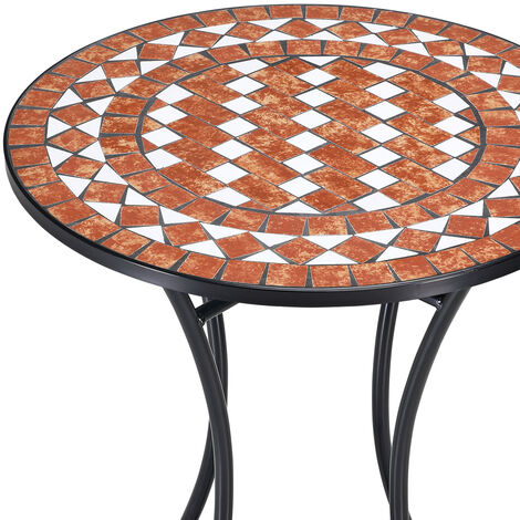 Deuba Mosaiktisch 60 cm Rund Metall Wetterfest Mosaik Garten Balkon