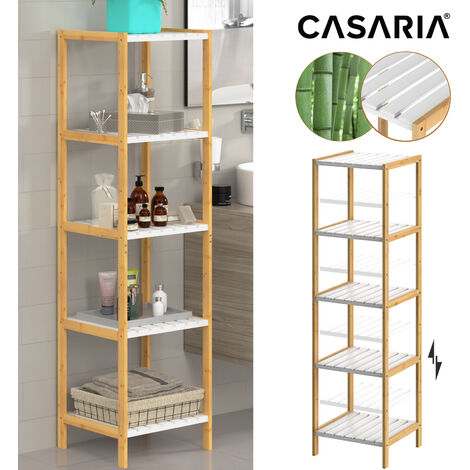 CASARIA® Badregal Bambus Ablagen Belastbarkeit 30kg Küche Kinderzimmer Wohnzimmer Bad Regal Bücherregal Holzregal Mehrzweckregal verschiedene Optionen 5 Ablagen
