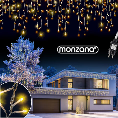 MONZANA® LED-Lichterkette Regen Innen Außen Warmweiß Kaltweiß Lichternetz Lichtervorhang Beleuchtung Außen Innen Weihnachten Weihnachtsdeko Weihnachtsbeleuchtung 400 LEDs