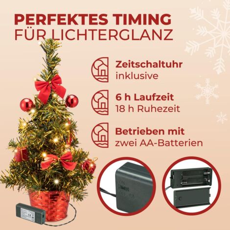 CASARIA Weihnachtsbaum knstlich 36cm mini Tannenbaum geschmckt mit  Beleuchtung LED Lichterkette Timer schwer entflammbar Mini Baum
