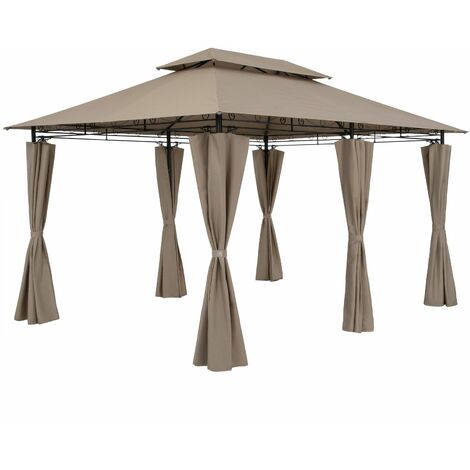 Casaria Pavillon 3x4m Gartenzelt Garten Seitenteile Metall Wasserabweisend Topas taupe
