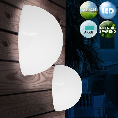 MONZANA® LED Solarlampe Außen 3er Set Wetterfest Kugel Halbrund Garten Balkon Solarleuchte Gartenleuchte Wandleuchte Weiß