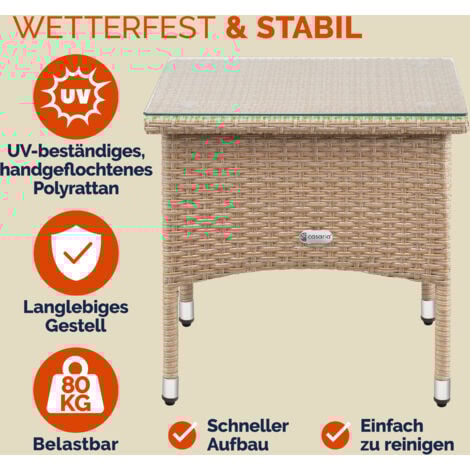 CASARIA® Beistelltisch Polyrattan Wetterfest Höhenverstellbar Outdoor