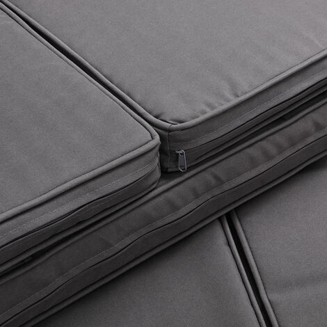 CASARIA® 2in1 Gartenmöbel Set Gartensofa Polyrattan Ottomane Stauraum Wetterfest 7cm Auflage Balkonmöbel Lounge Sitzecke 111x70x78cm Anthrazit