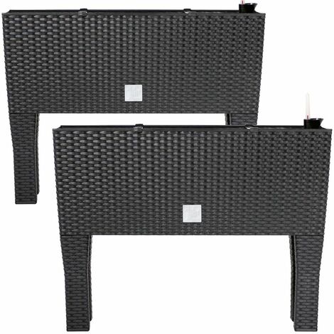 DEUBA® Hochbeet 30L Bewässerungssystem UV-beständig Blumenkasten Pflanzenkübel Pflanzenkasten Beet Anthrazit 2